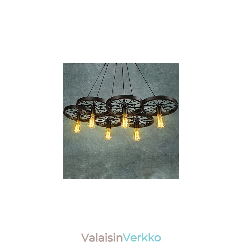 Loft Pendant Light Wheel Kattokruunu Rustic Vintage Retro Country Ruokailu Metalli+maalaus
