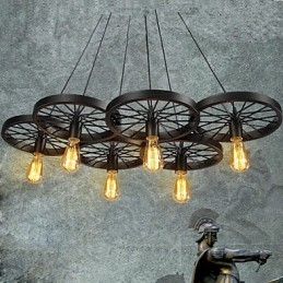 Loft Pendant Light Wheel Kattokruunu Rustic Vintage Retro Country Ruokailu Metalli+maalaus