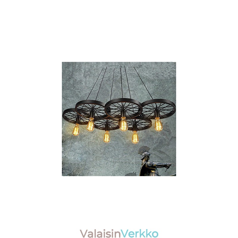 Loft Pendant Light Wheel Kattokruunu Rustic Vintage Retro Country Ruokailu Metalli+maalaus