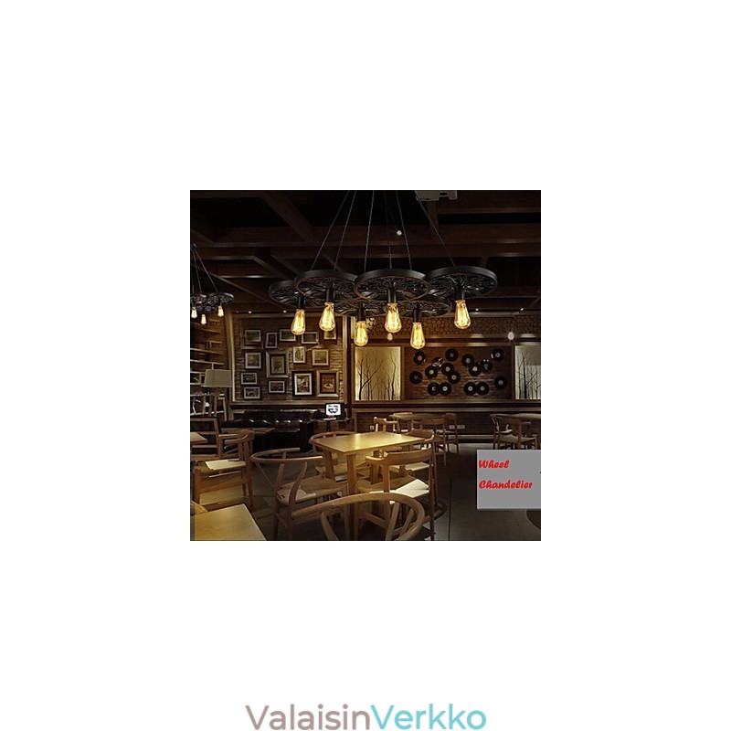 Loft Pendant Light Wheel Kattokruunu Rustic Vintage Retro Country Ruokailu Metalli+maalaus