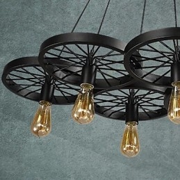 Loft Pendant Light Wheel Kattokruunu Rustic Vintage Retro Country Ruokailu Metalli+maalaus