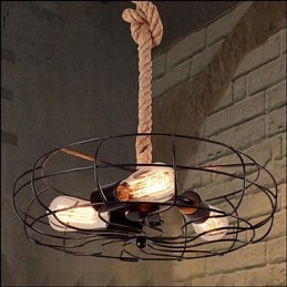 Vintage amerikkalainen Lron Rope Creative Industrial tuulettimen kattokruunu