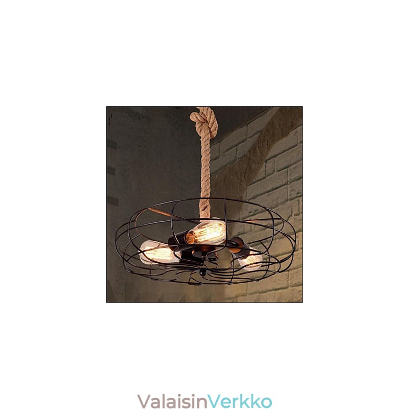 Vintage amerikkalainen Lron Rope Creative Industrial tuulettimen kattokruunu