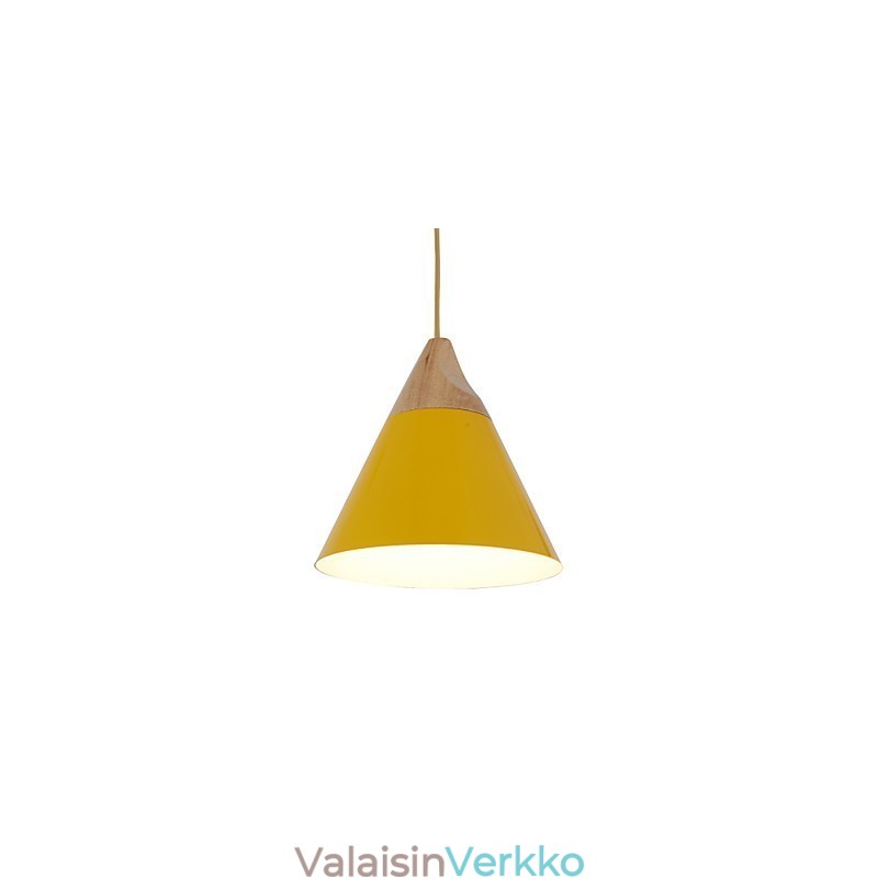 Mini Artistic kartio-riippuvalaisin 1 Vaalea Mordern Simplicity -viimeistely Musta Valkoinen Keltainen Alumiini & Puinen Pisaravalo