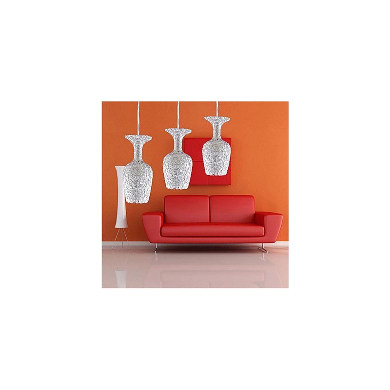 Kudottu alumiininen kattokruunu, jossa on kolme otsalamppu Apple