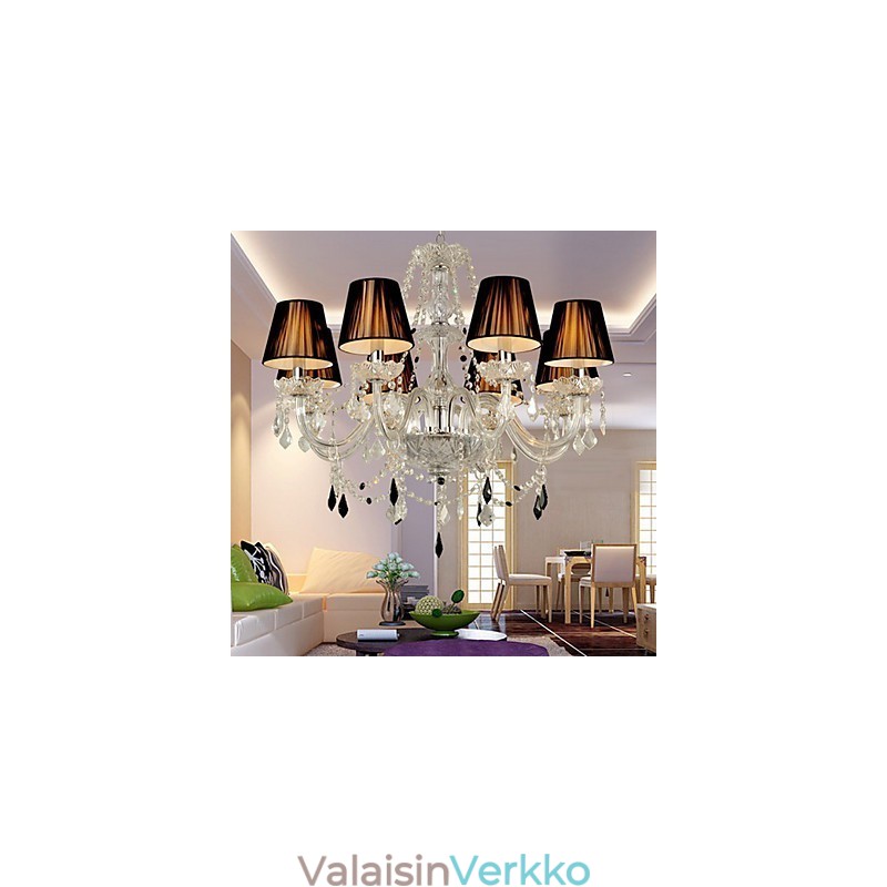 Tyylikäs kristallikruunu 8 valolla