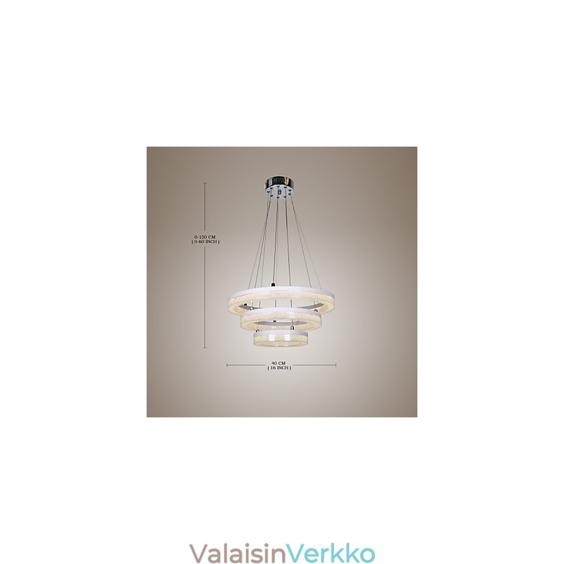 Kristalliriippuvalaisin Moderni valaisin, kolme rengasta